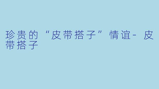 珍贵的“皮带搭子”情谊-皮带搭子