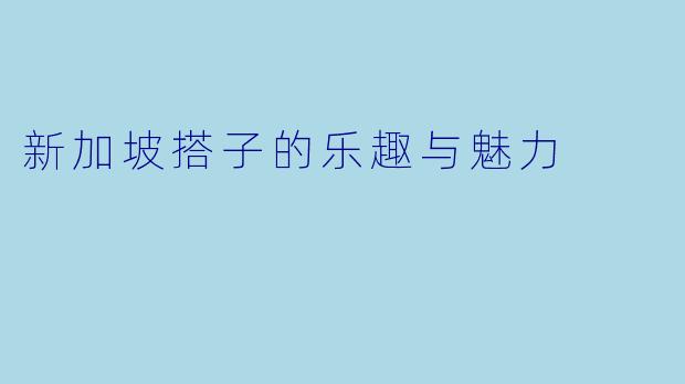 新加坡搭子的乐趣与魅力