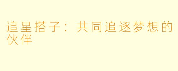 追星搭子：共同追逐梦想的伙伴