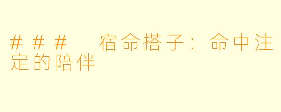 ### 宿命搭子:命中注定的陪伴