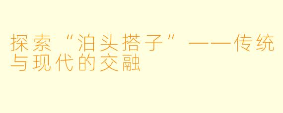 探索“泊头搭子”——传统与现代的交融