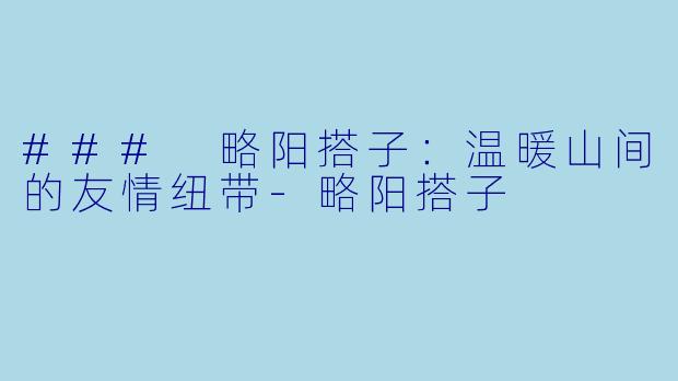 ### 略阳搭子：温暖山间的友情纽带-略阳搭子