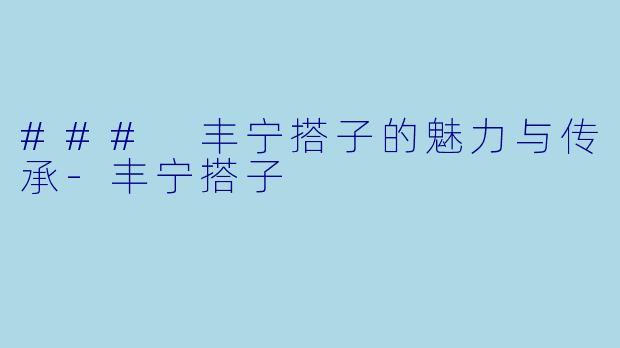 ### 丰宁搭子的魅力与传承-丰宁搭子