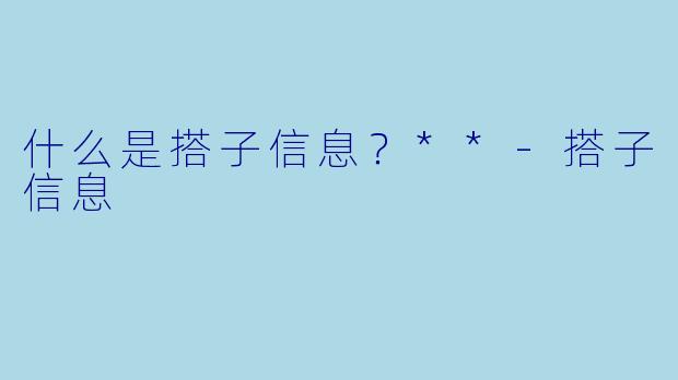 什么是搭子信息？**-搭子信息