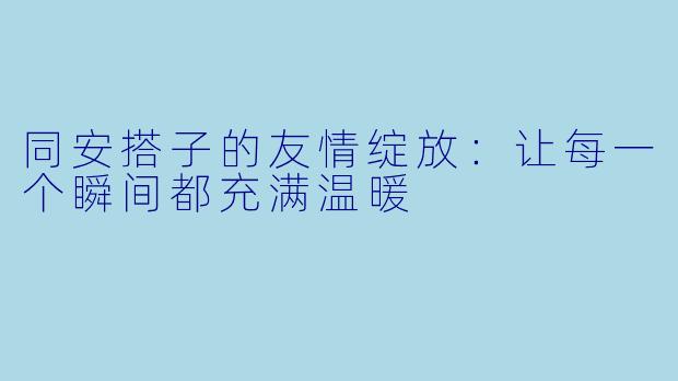 同安搭子的友情绽放：让每一个瞬间都充满温暖