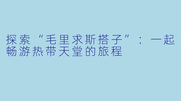 探索“毛里求斯搭子”：一起畅游热带天堂的旅程