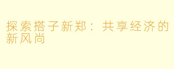 探索搭子新郑：共享经济的新风尚