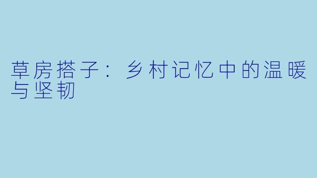 草房搭子：乡村记忆中的温暖与坚韧