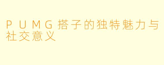 PUMG搭子的独特魅力与社交意义