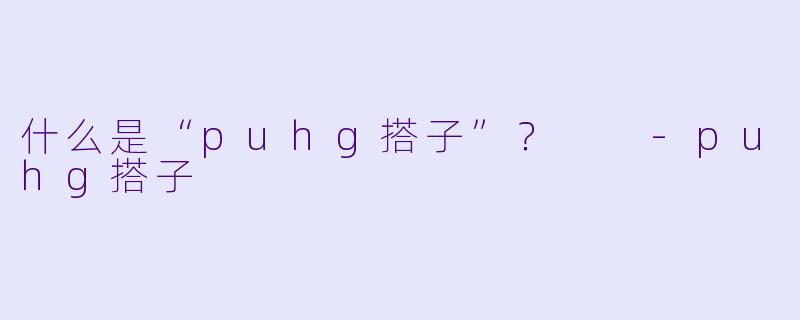 什么是“puhg搭子”？  -puhg搭子
