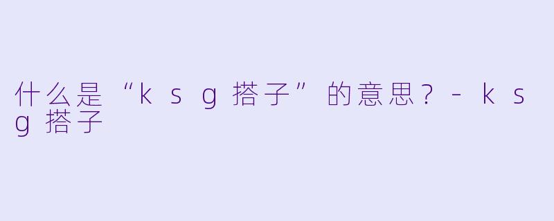 什么是“ksg搭子”的意思？