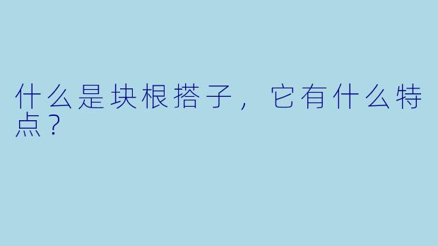 什么是块根搭子,它有什么特点?