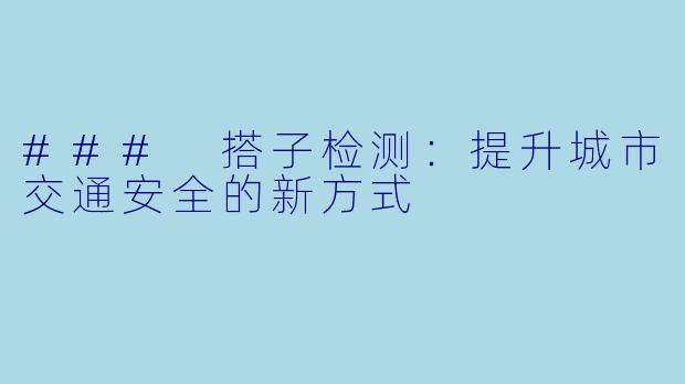 ### 搭子检测：提升城市交通安全的新方式