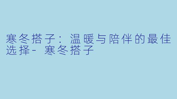 寒冬搭子：温暖与陪伴的最佳选择