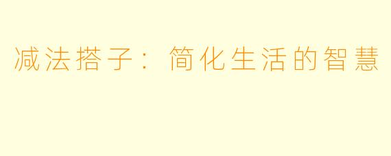 减法搭子:简化生活的智慧