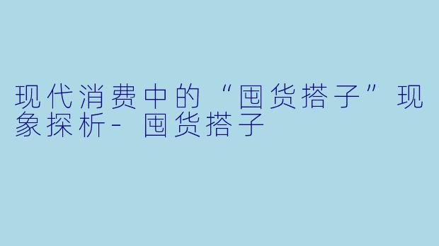 现代消费中的“囤货搭子”现象探析-囤货搭子