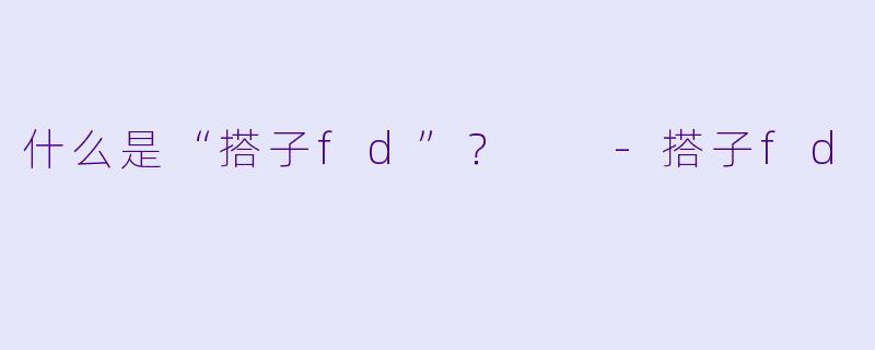 什么是“搭子fd”？  -搭子fd