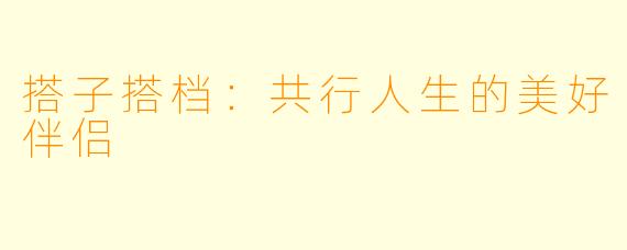 搭子搭档：共行人生的美好伴侣