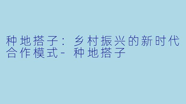 种地搭子：乡村振兴的新时代合作模式-种地搭子