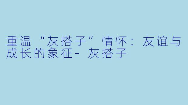 重温“灰搭子”情怀:友谊与成长的象征
