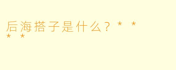 后海搭子是什么？**  **