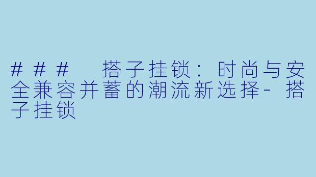 ### 搭子挂锁：时尚与安全兼容并蓄的潮流新选择-搭子挂锁