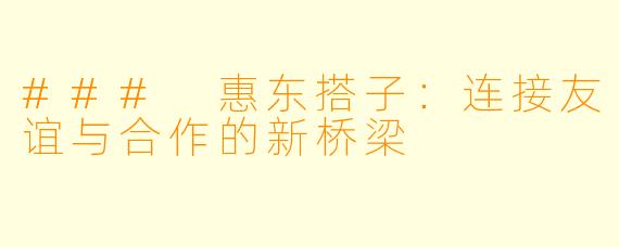 ### 惠东搭子：连接友谊与合作的新桥梁