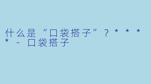 什么是“口袋搭子”?****