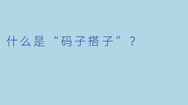 什么是“码子搭子”？  