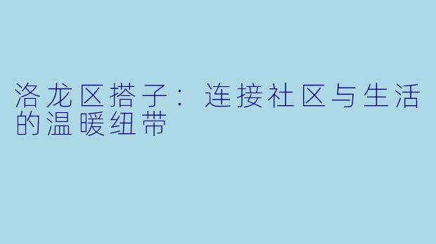 洛龙区搭子：连接社区与生活的温暖纽带