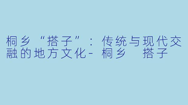 桐乡“搭子”:传统与现代交融的地方文化