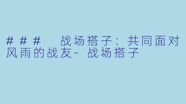 ### 战场搭子：共同面对风雨的战友-战场搭子