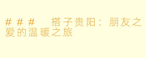 ### 搭子贵阳：朋友之爱的温暖之旅