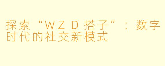 探索“WZD搭子”：数字时代的社交新模式