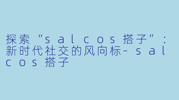 探索“salcos搭子”:新时代社交的风向标