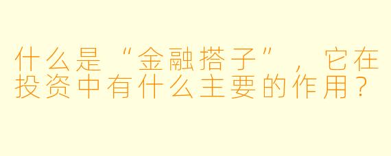 什么是“金融搭子”，它在投资中有什么主要的作用？