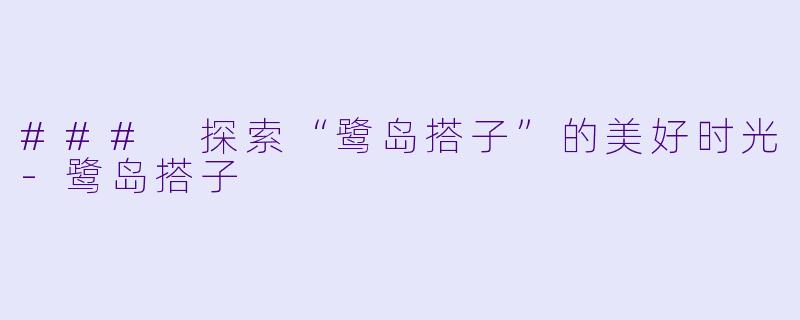 ### 探索“鹭岛搭子”的美好时光-鹭岛搭子