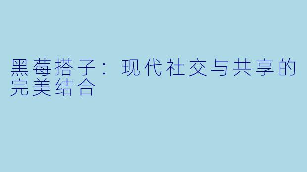 黑莓搭子:现代社交与共享的完美结合