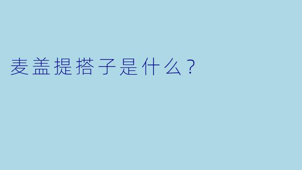 麦盖提搭子是什么？