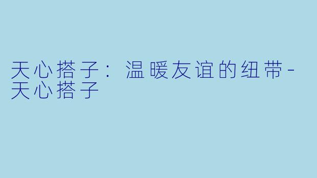 天心搭子：温暖友谊的纽带-天心搭子