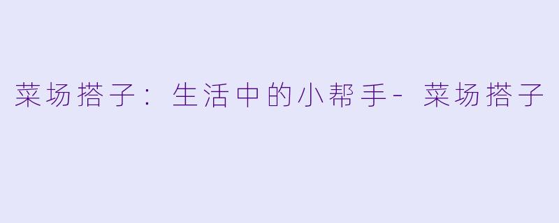 菜场搭子：生活中的小帮手-菜场搭子