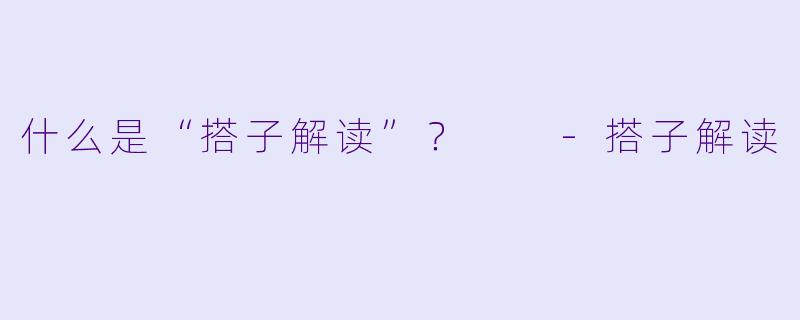 什么是“搭子解读”？  -搭子解读