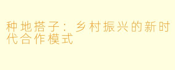 种地搭子:乡村振兴的新时代合作模式