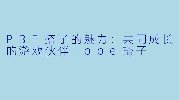 PBE搭子的魅力：共同成长的游戏伙伴-pbe搭子