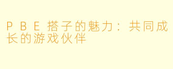 PBE搭子的魅力:共同成长的游戏伙伴