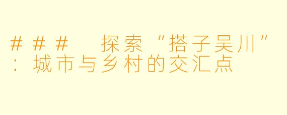 ### 探索“搭子吴川”：城市与乡村的交汇点