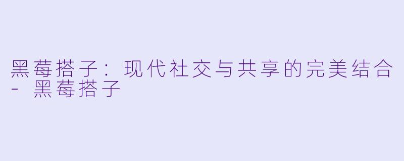 黑莓搭子：现代社交与共享的完美结合-黑莓搭子