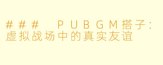 ### PUBGM搭子：虚拟战场中的真实友谊