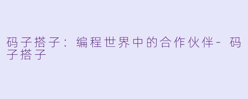 码子搭子：编程世界中的合作伙伴-码子搭子
