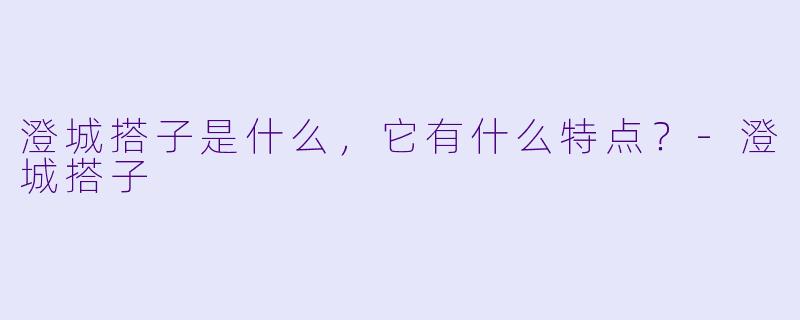 澄城搭子是什么,它有什么特点?